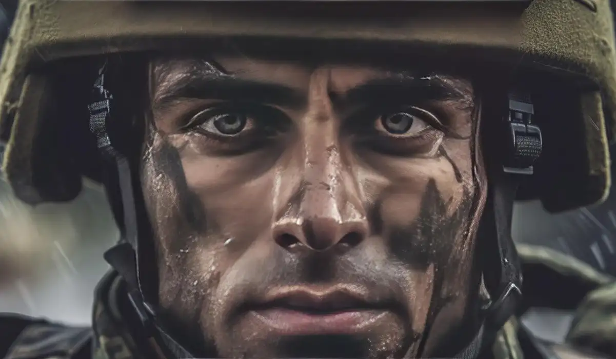 Close up of a soldier