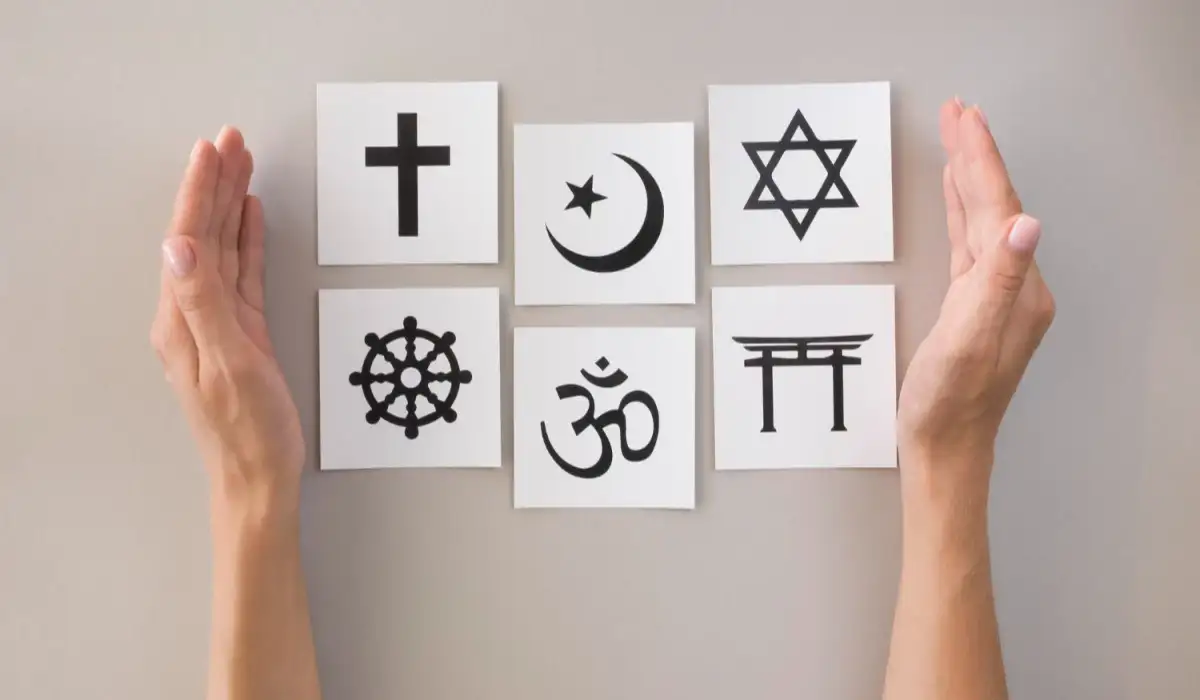Symbols of six different religions
