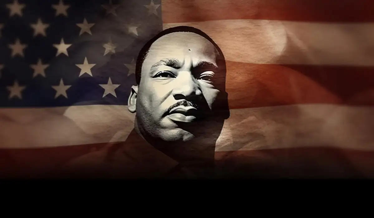 Martin Luther King Jr with American flag background