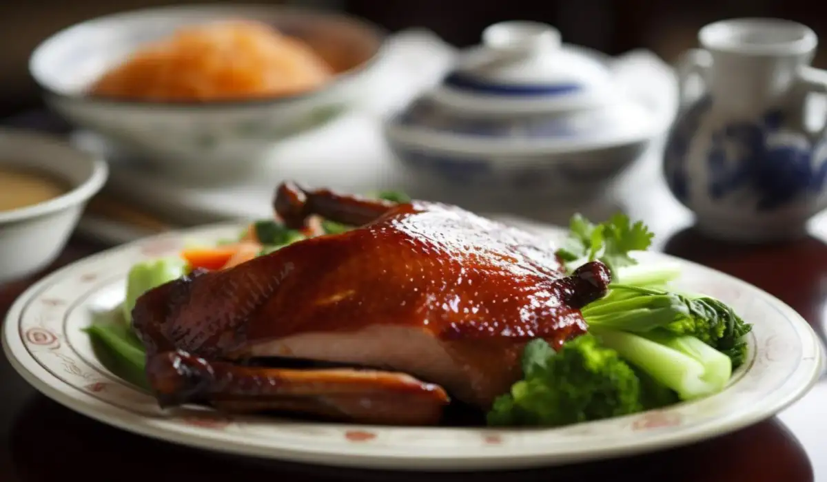 Food plate with Peking duck