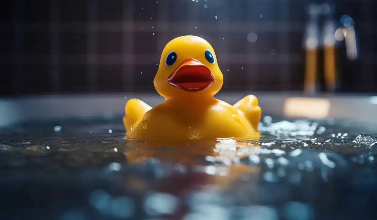 Rubber duck in a bathtub