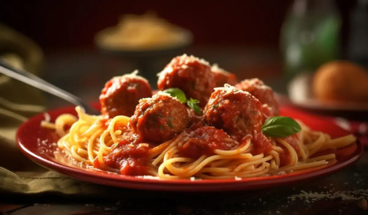 Spaghetti plate with meat balls