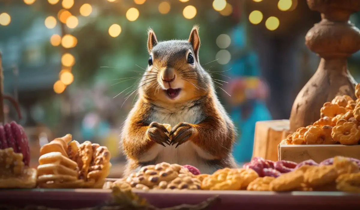 Squirrel at a mini candy festival
