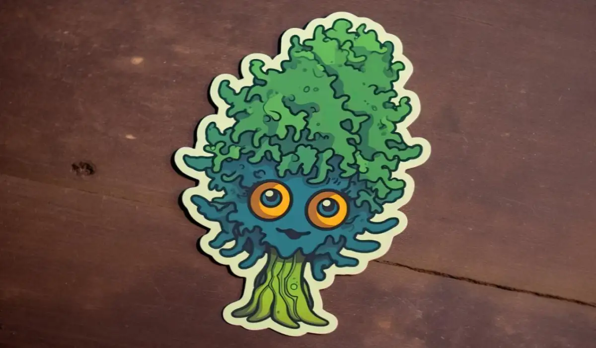 Sticker of a christmas tree in cartoon style