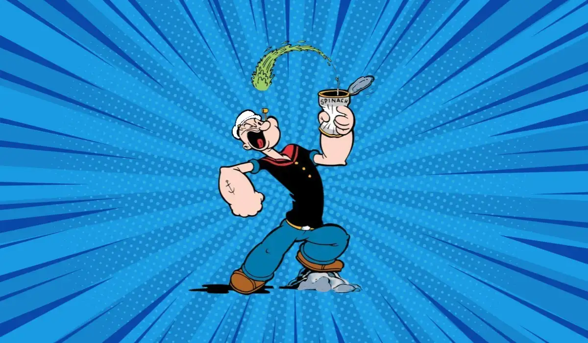Popeye eating a can of spinach