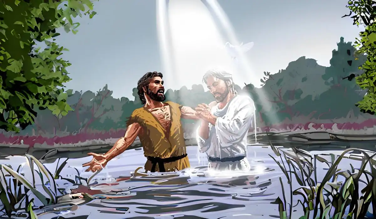John the Baptist baptizing Jesus in the Jordan River