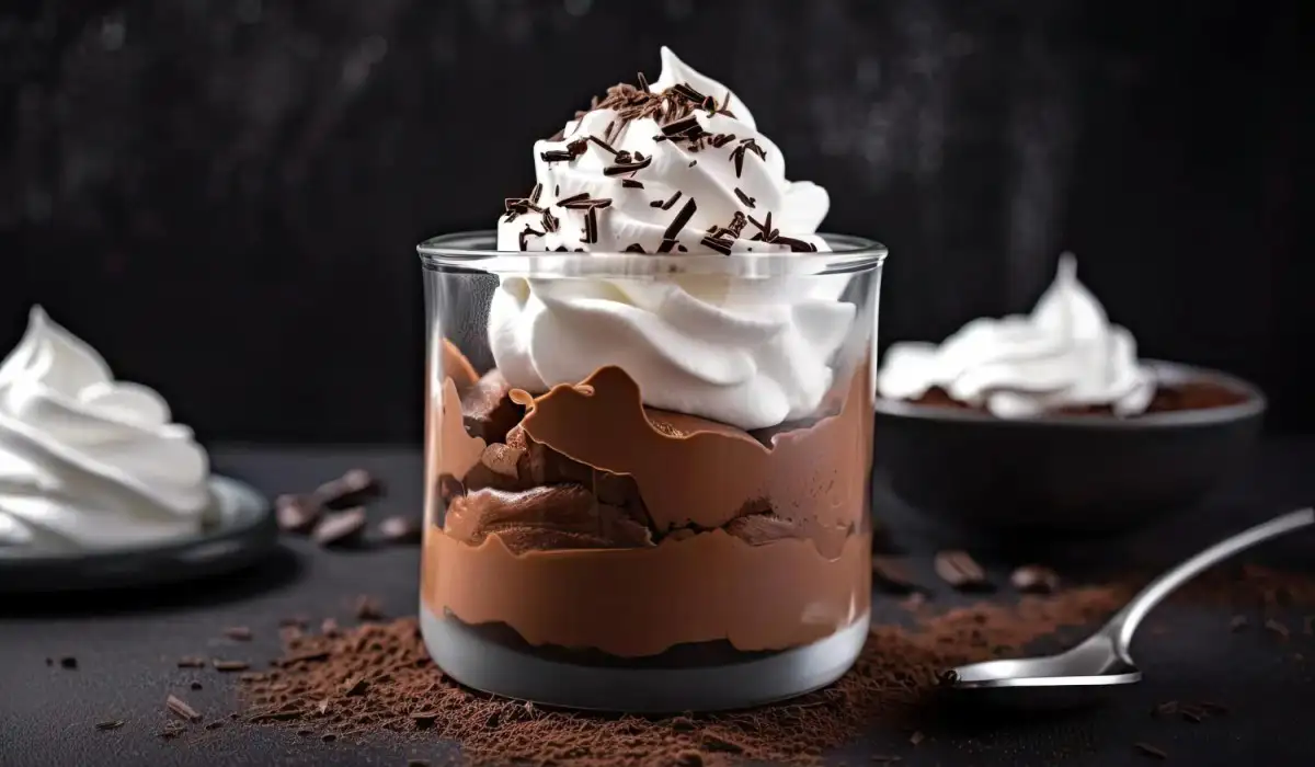 Whipped cream with grated chocolate