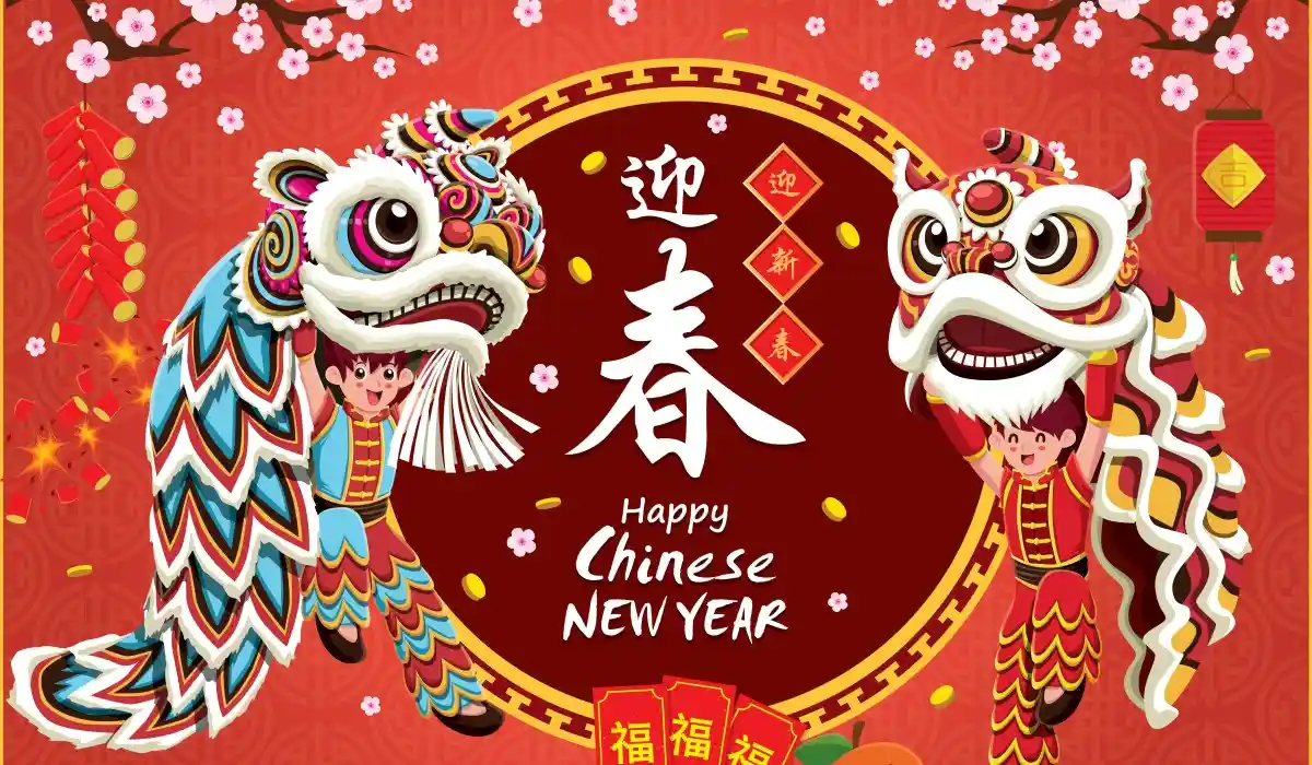 Chinese new year design, this translates to welcome the spring of the new year wishing you prosperity and wealth.