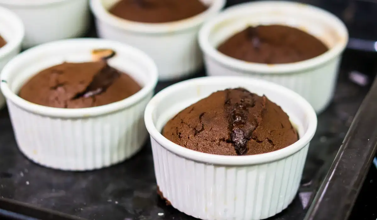 Chocolate muffins in white cups