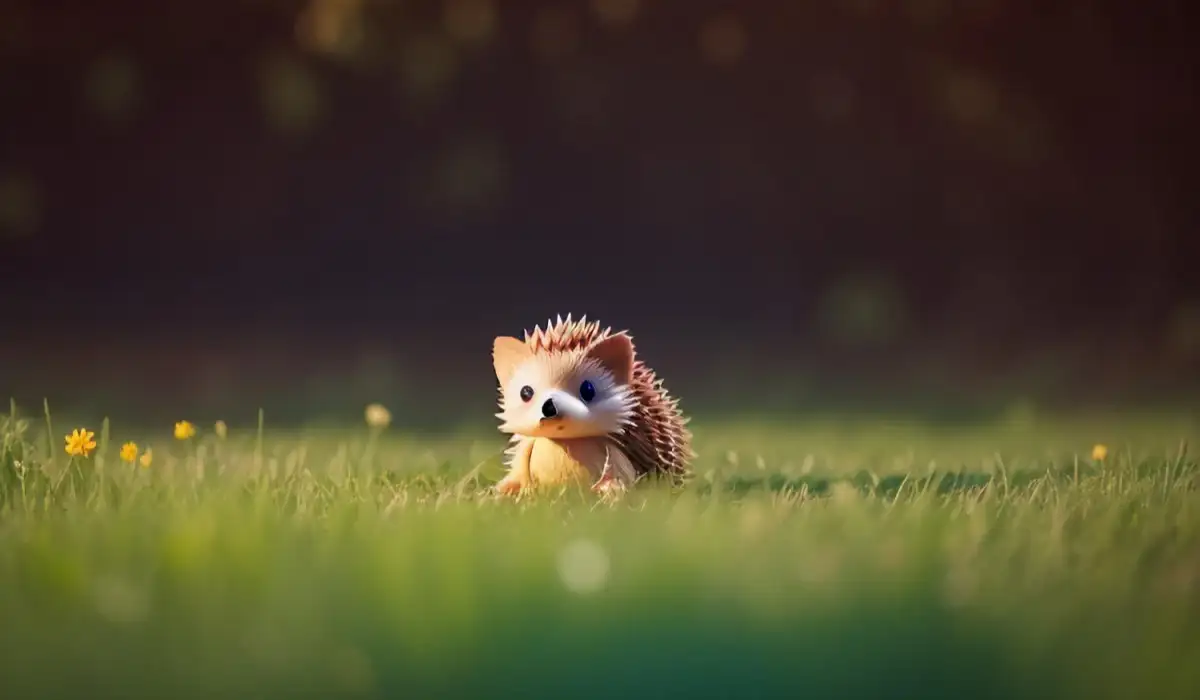 Illustration of hedgehog on the grass