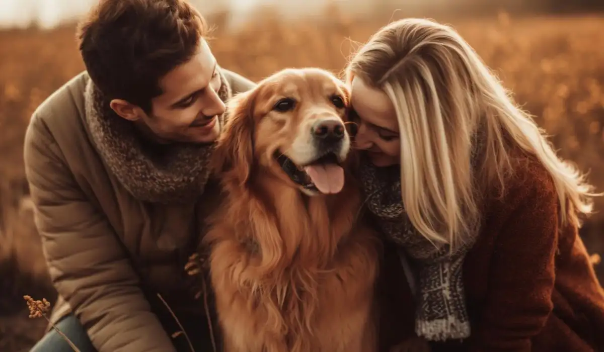 A couple with their dog