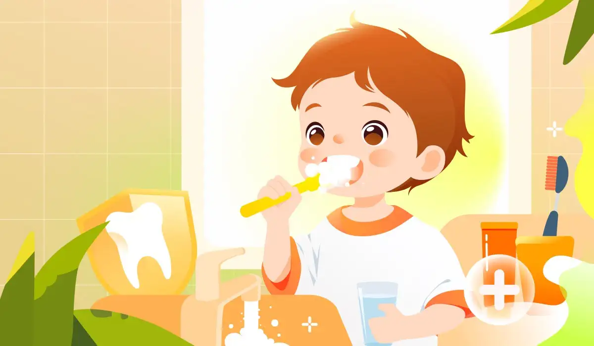Child brushing to protect teeth