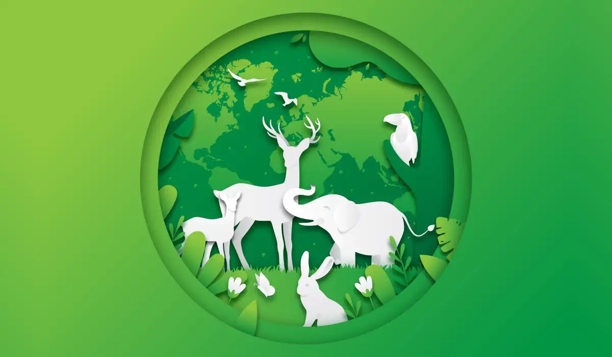 World wildlife day illustration in green paper style