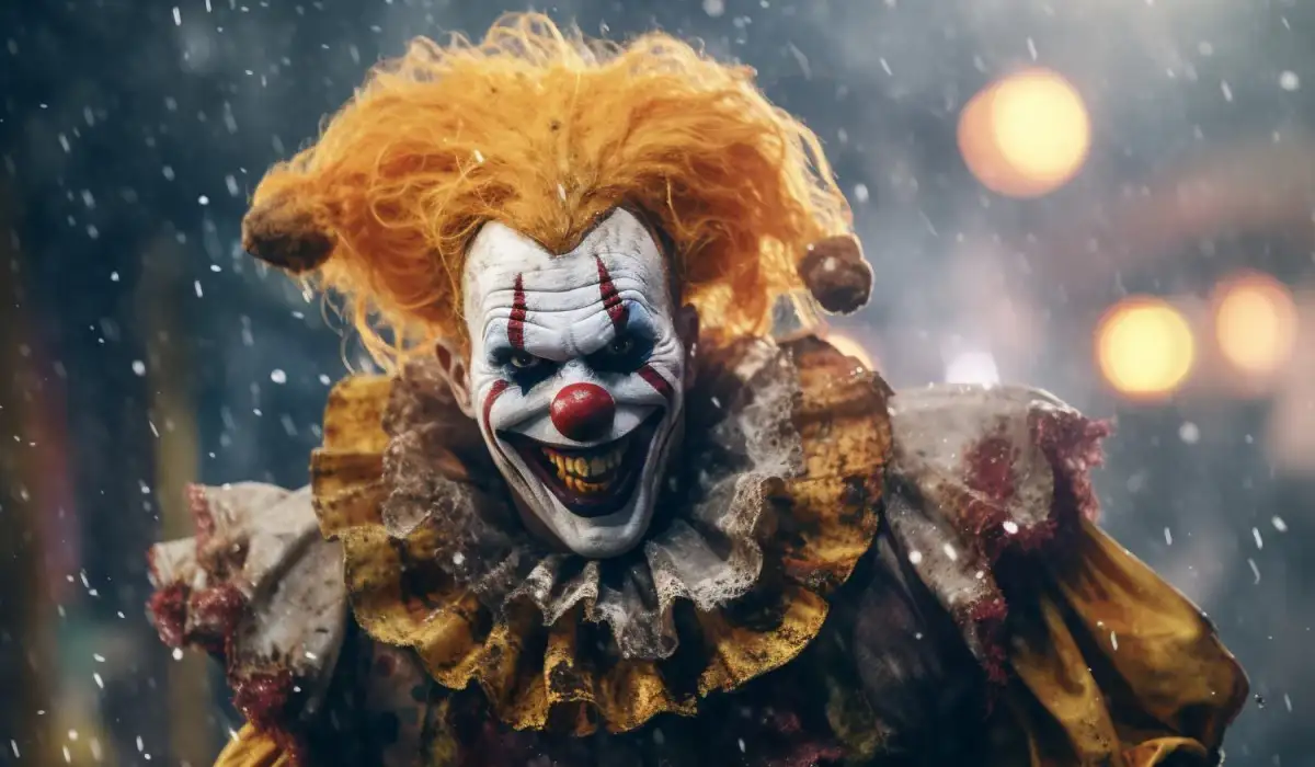 Sight of terrifying clown with scary make-up