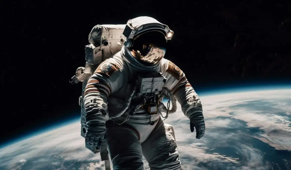 One person in space suit explores galaxy