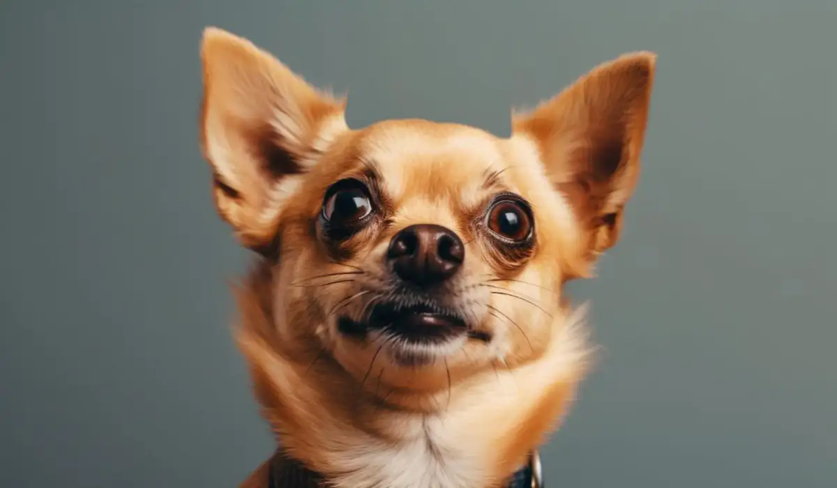 Cute chihuahua puppy sitting for portrait indoors
