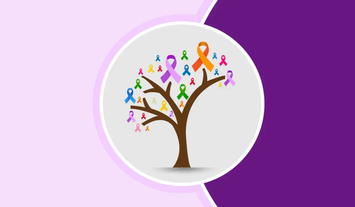 A tree with different cancers ties, all this in illustration for cancer survivors