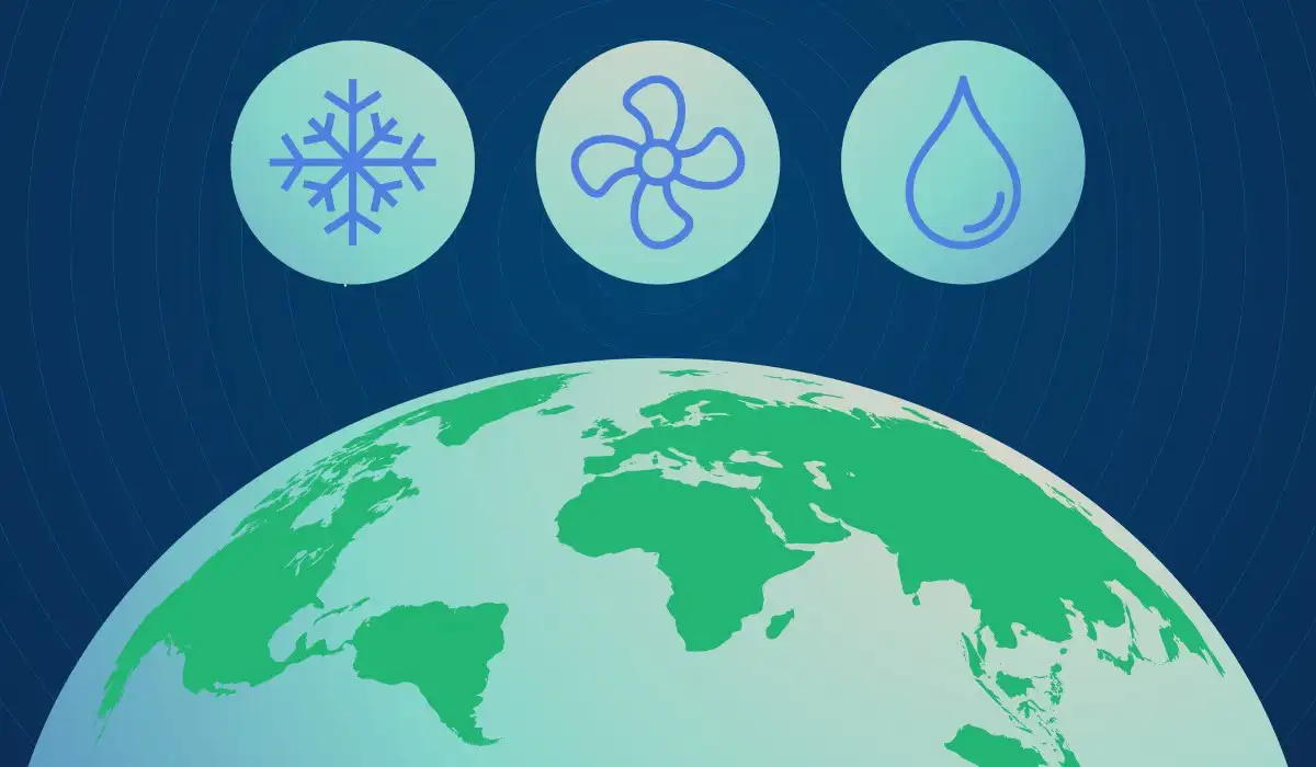 World with refrigeration icons on world refrigeration day design template