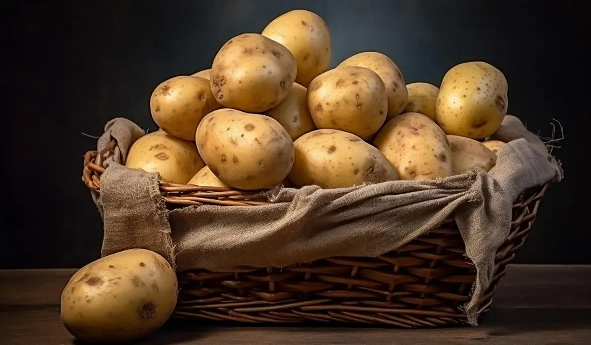 A basket of white potatoes