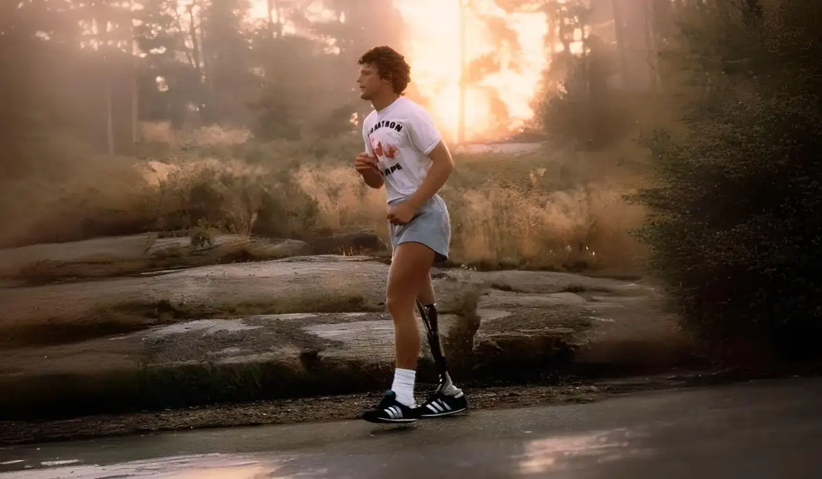 Terry Fox running a marathon through the woods