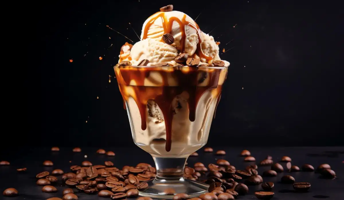Beautiful tasty ice cream coffee dessert background