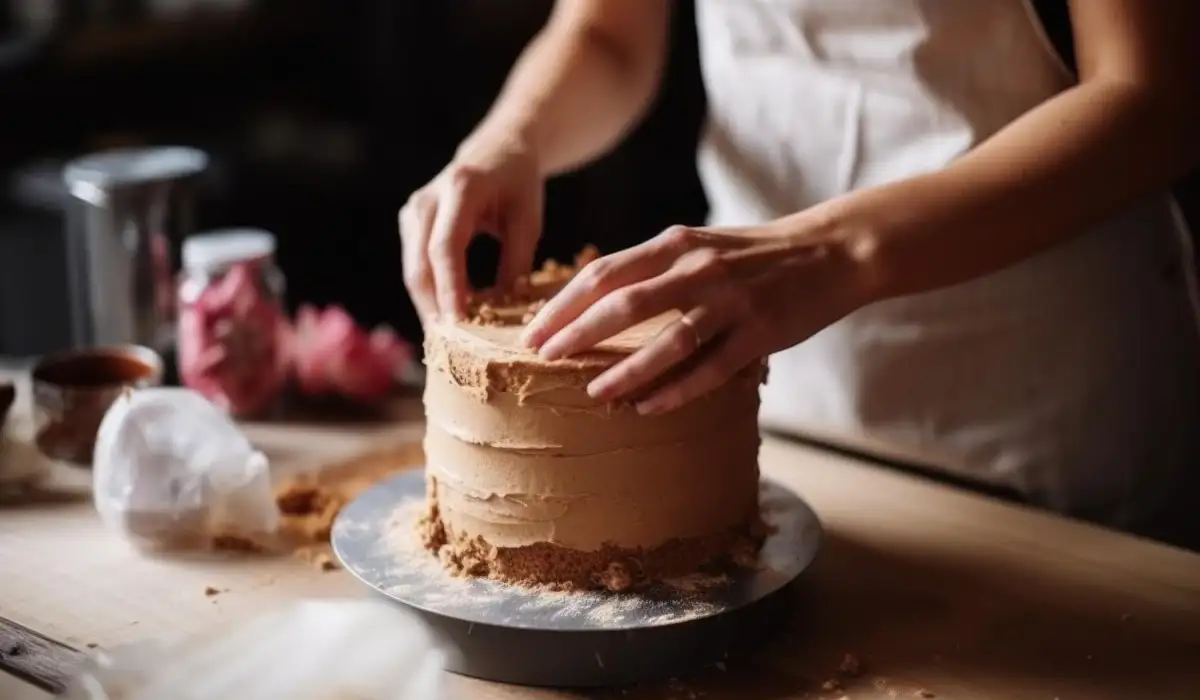 Shot of a woman making a cake at home