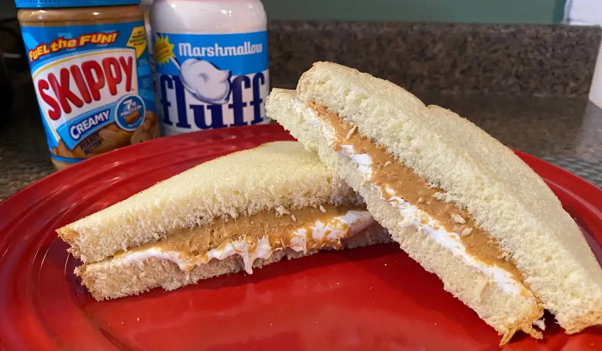 A homemade fluffernutter sandwich