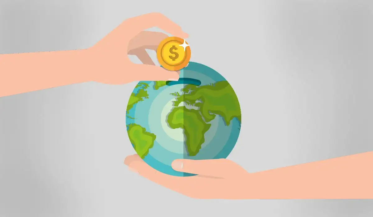 Savings and investments in the world with two hands