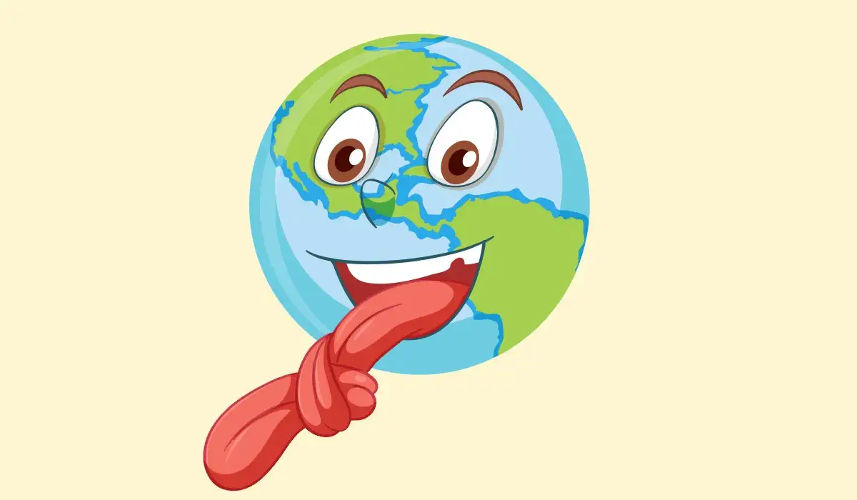 Drawing of the world saying a tongue twister