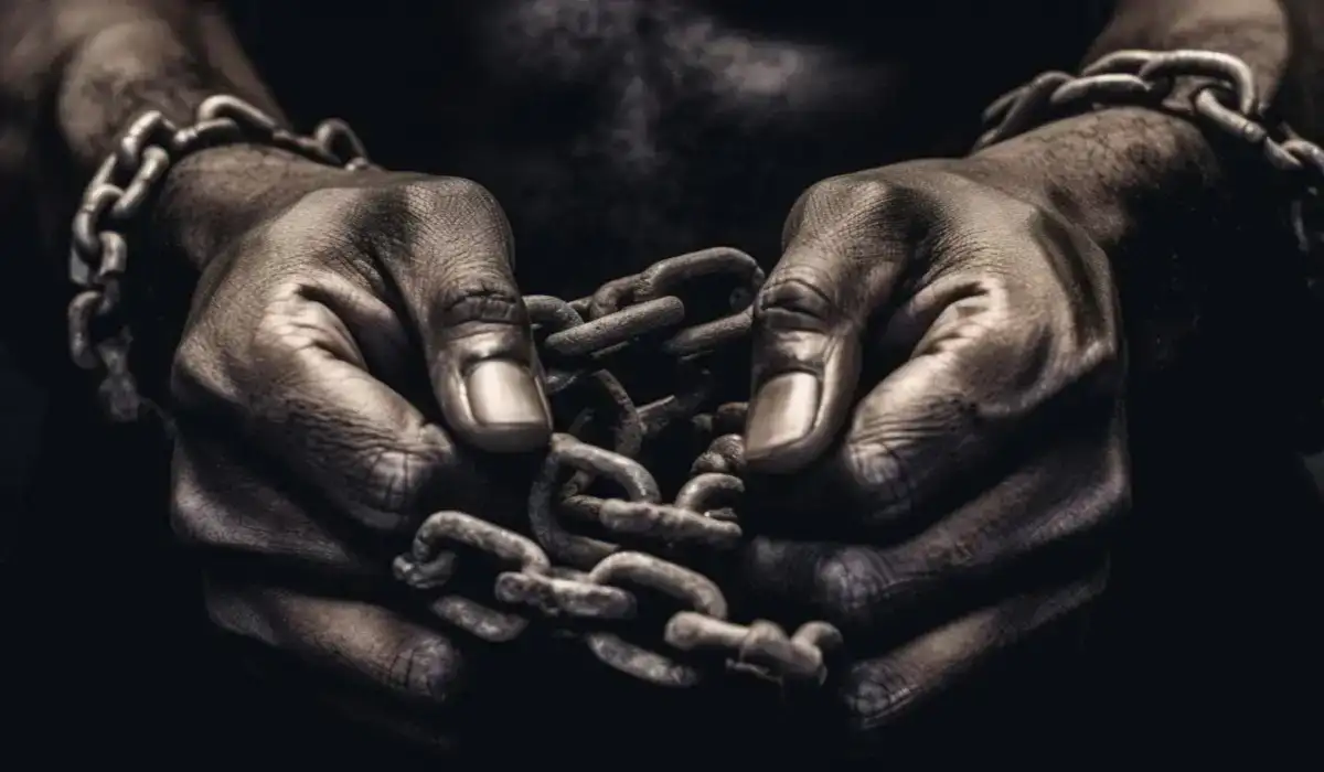 Arms in chains before slave abolition