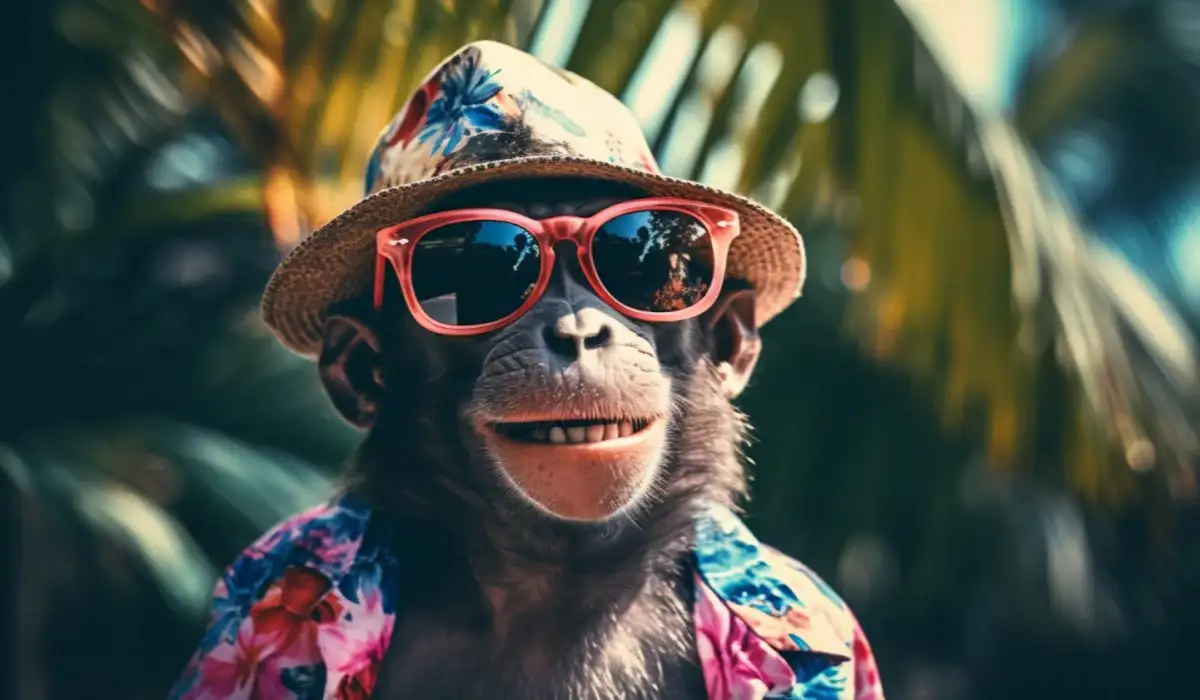 Funny monkey with sunglasses