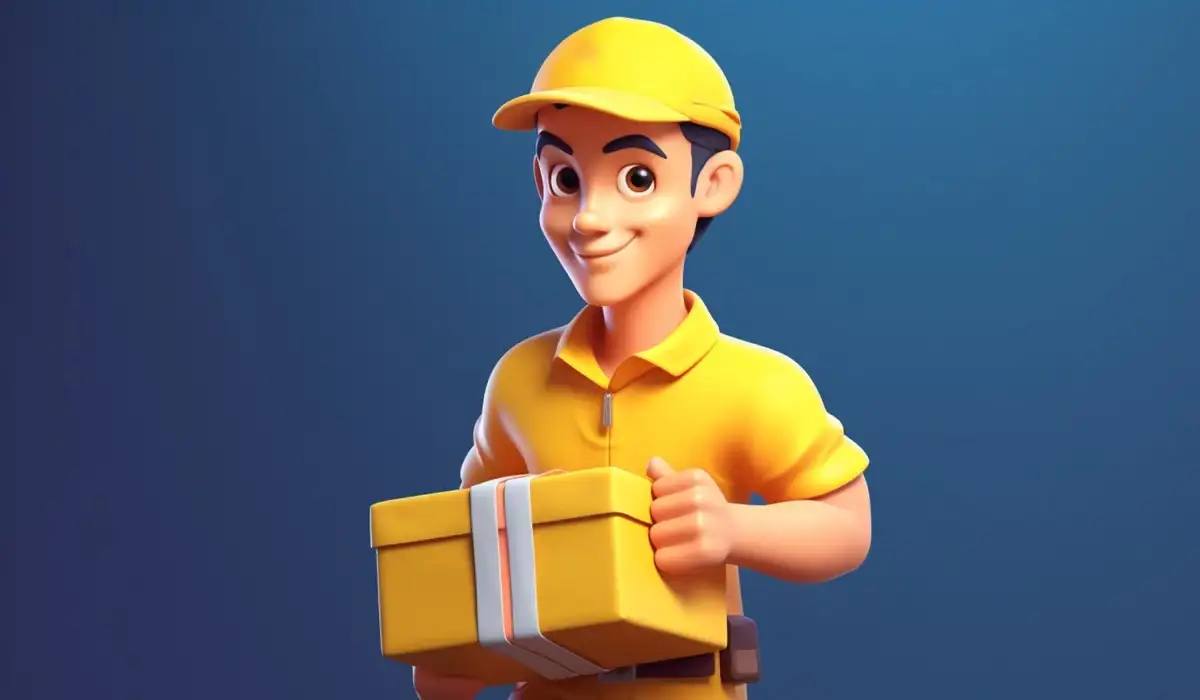 Cartoon man delivering gift or package