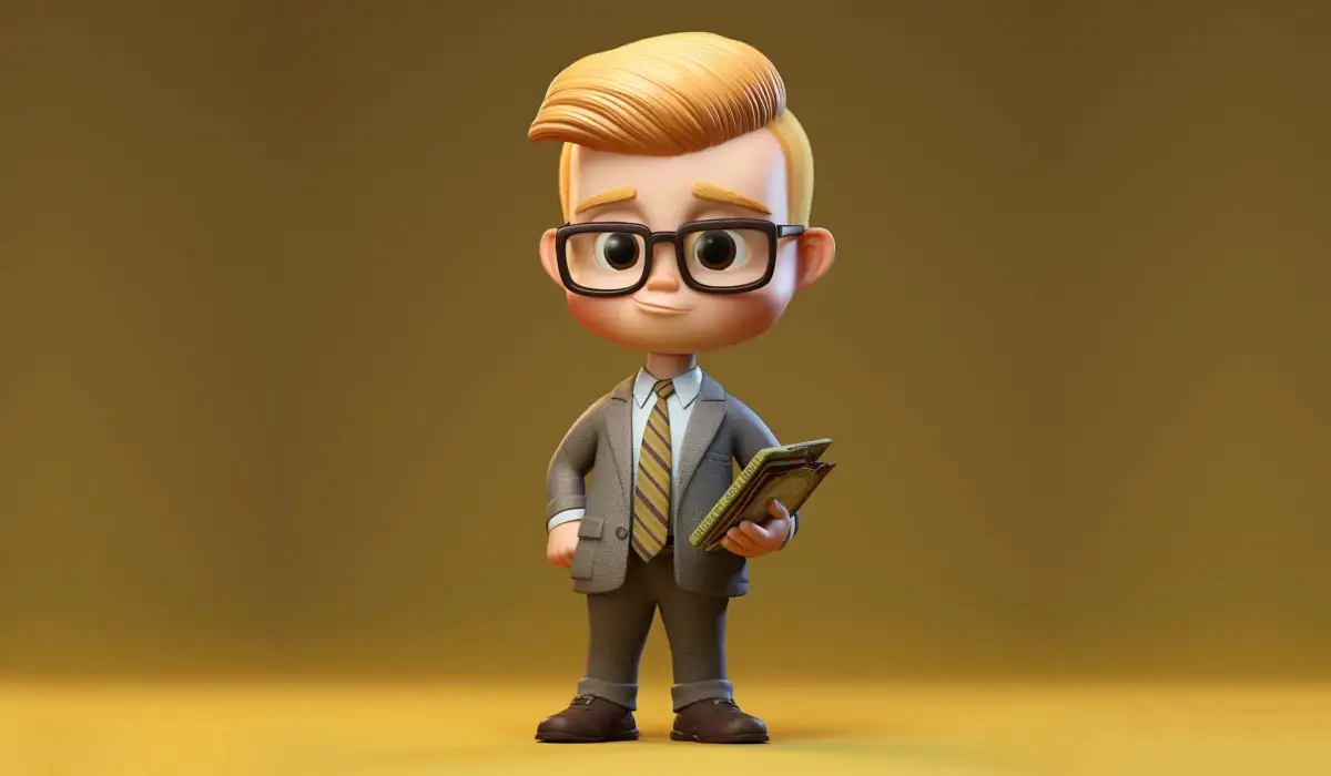Animated 3D figure of a small businessman
